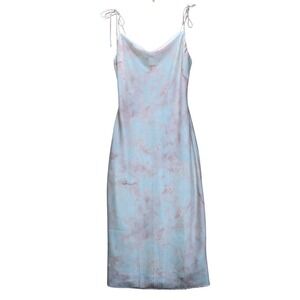 Skies Are Blue Midi Slip Dress Silky Pastel Tie Dye Feminine Romantic Women's XS